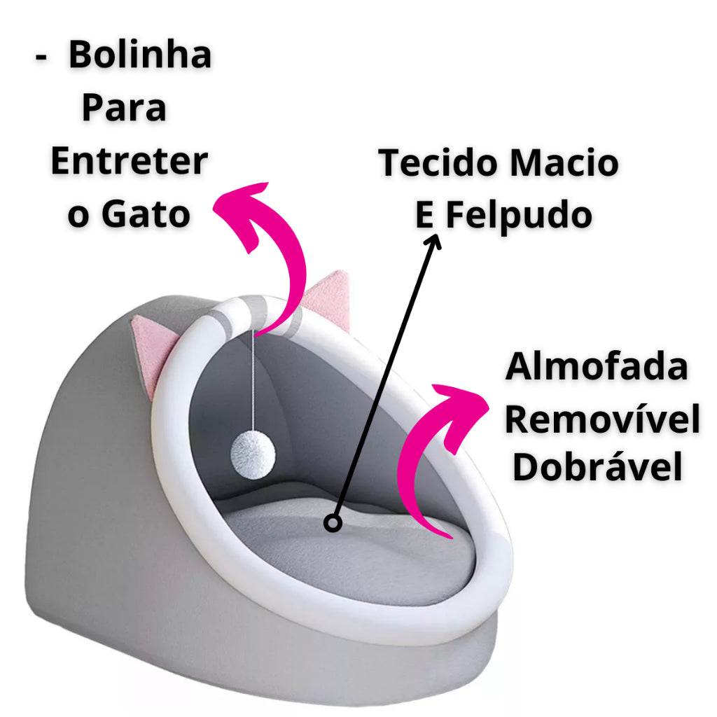 Cama Toca para Gatos – Quentinha, Formato de Gatinho e Antiestresse
