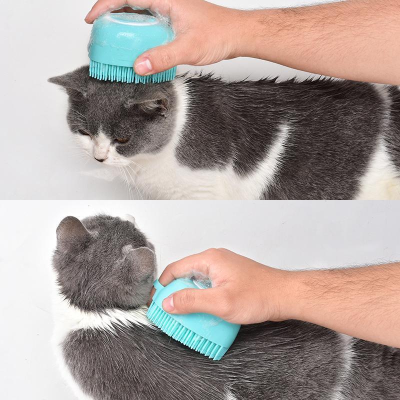 Escova de Banho com Dosador para Pets – Limpeza e Massagem sem Estresse