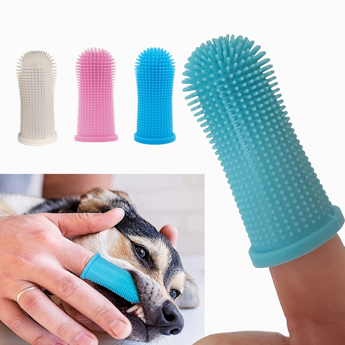 Escova Dental de Silicone para Pets – Higiene Bucal Segura e Sem Estresse
