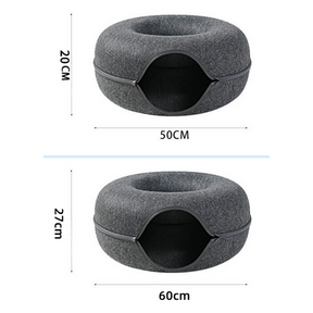 Cama Interativa Túnel para Gatos – Descanso e Diversão em Um Só Produto