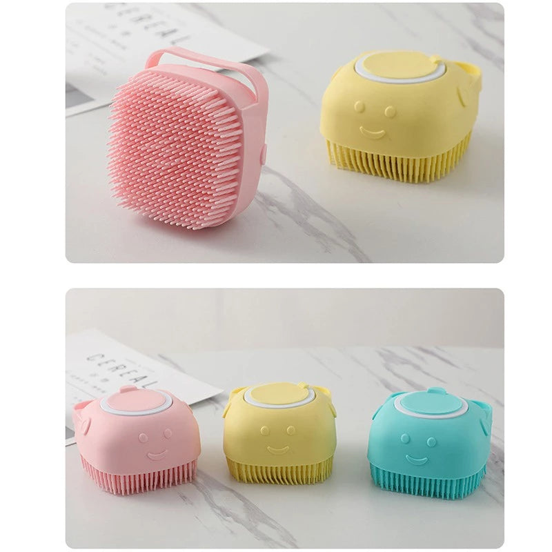 Escova de Banho com Dosador para Pets – Limpeza e Massagem sem Estresse