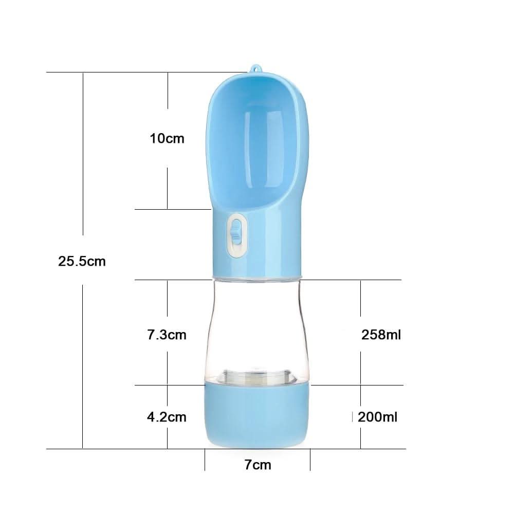 garrafa portátil 2 em 1 para pets Madrupet com espaço para água e ração