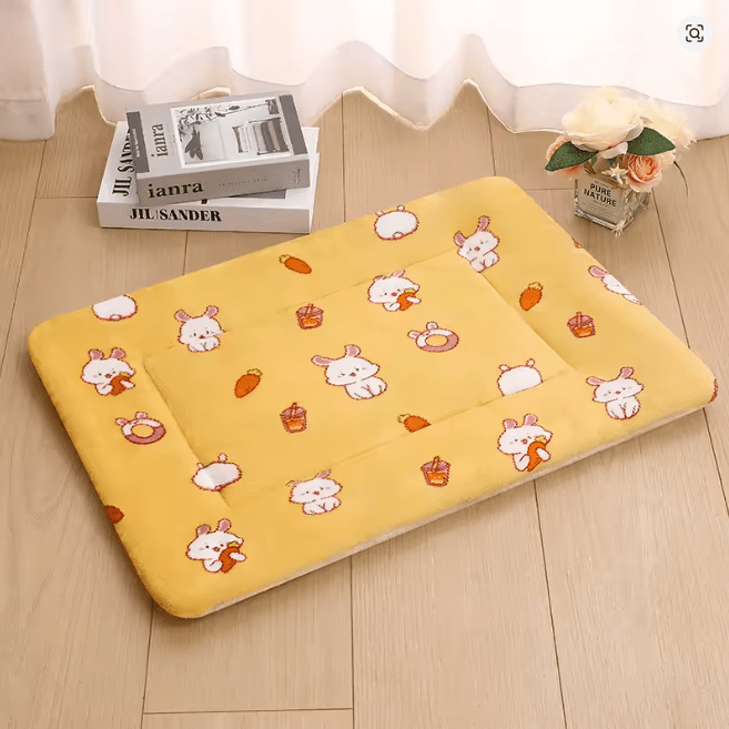 Vista lateral do colchonete para cães ultra macio, destacando a espessura da espuma e acabamento