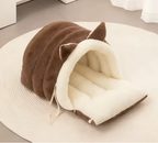 Embalagem da cama para gatos tipo ninho Madrupet com destaque para material e tamanho