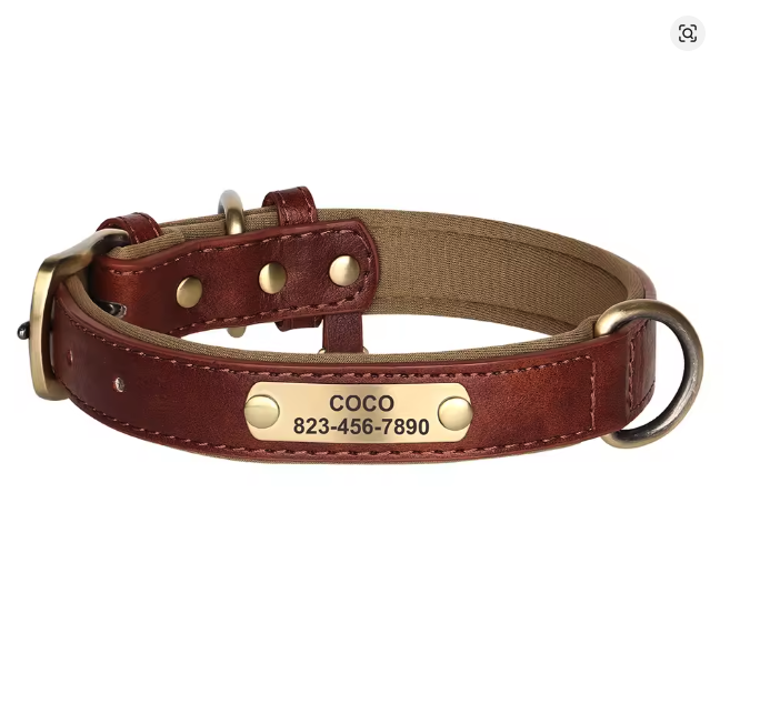 Coleira personalizada para cachorro com identificação e design ergonômico para conforto