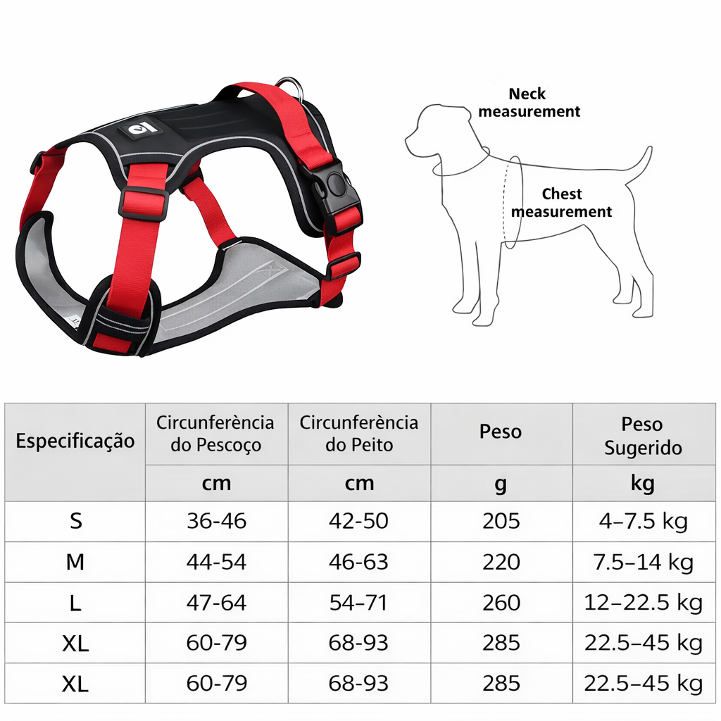 Peitoral refletivo para cães em uso noturno garantindo segurança e visibilidade durante caminhada