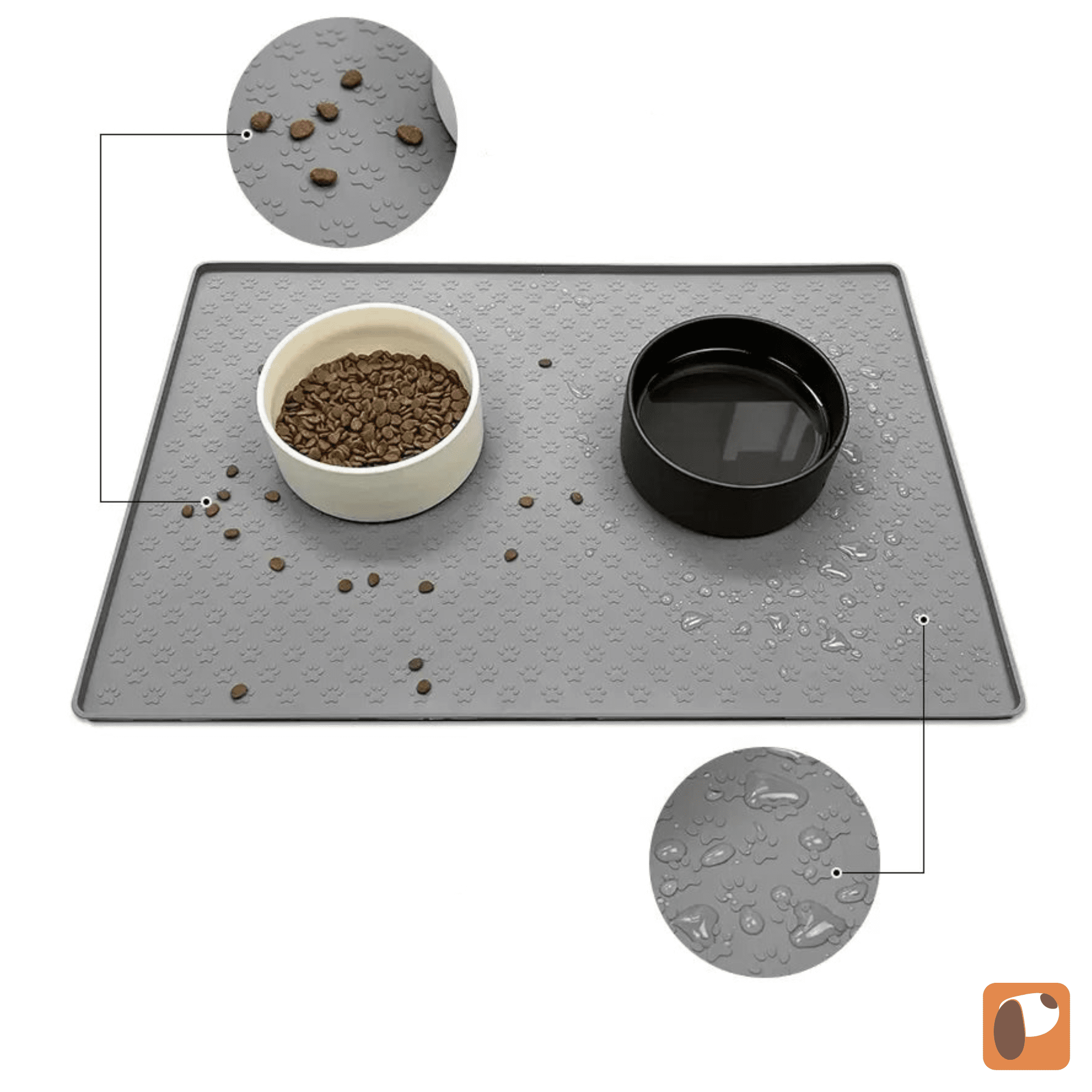 Tapete de alimentação silicone antiderrapante para pets em cor azul