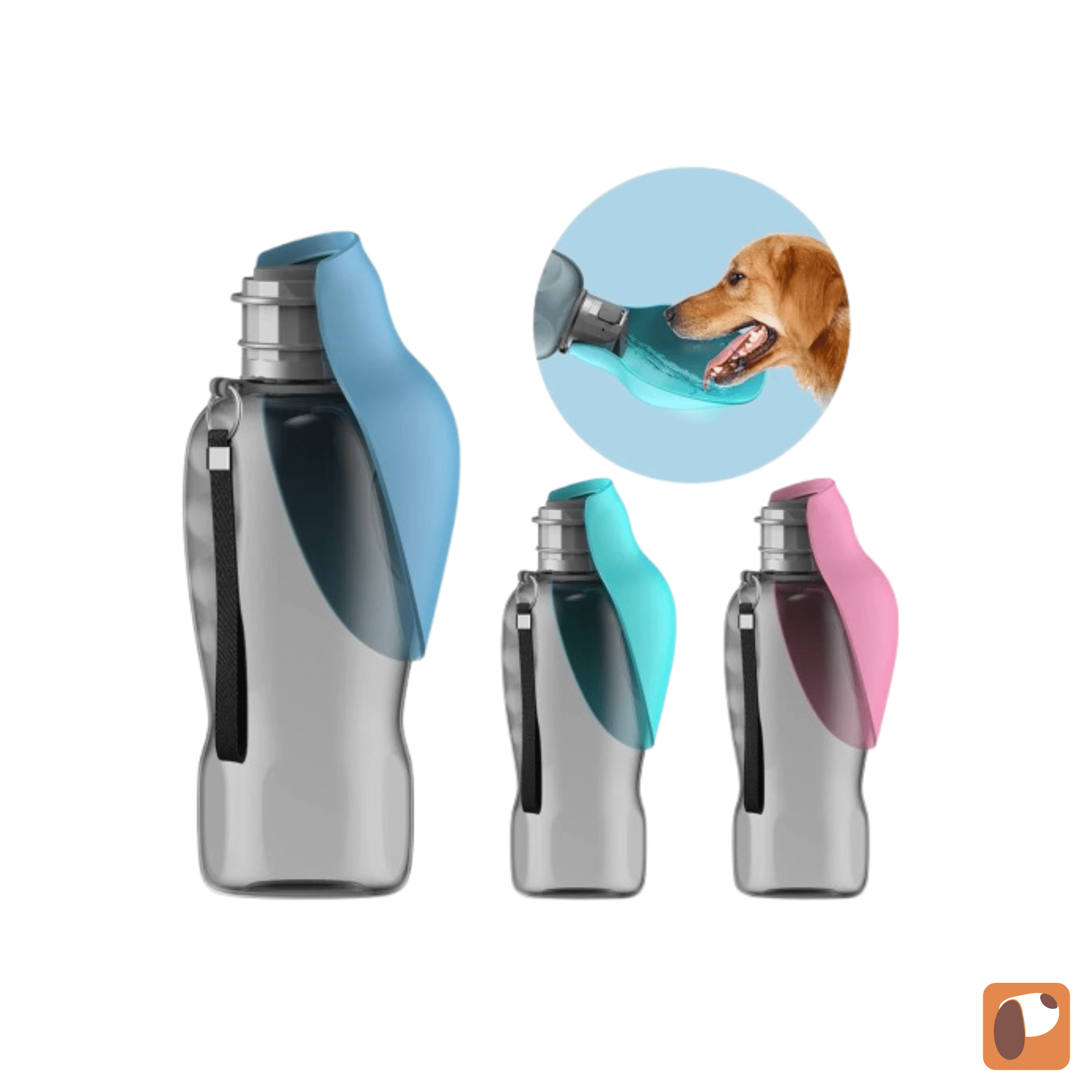 Garrafa de água portátil para pets 800ml com design compacto para hidratação prática em passeios