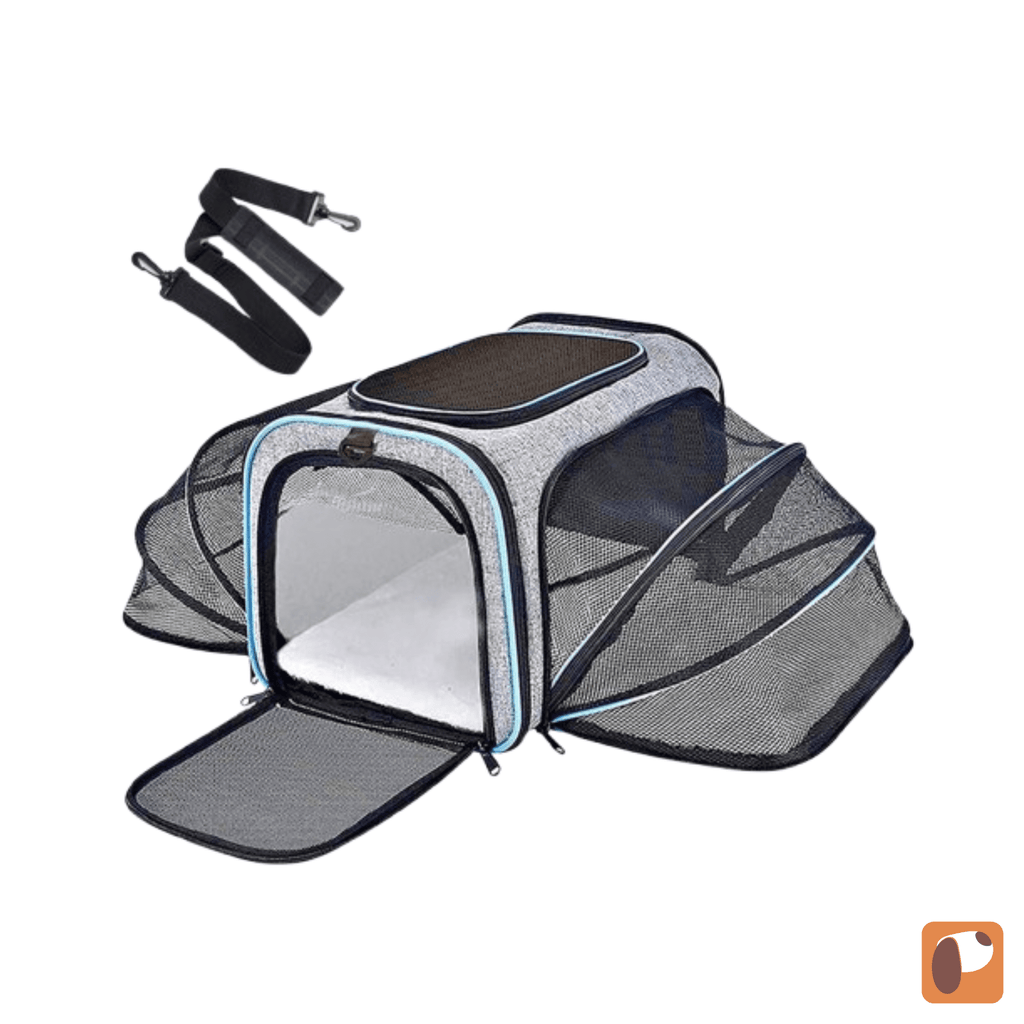 Bolsa de transporte para pets pequenos dobrável com tela ventilada para circulação de ar