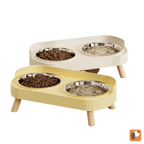 tigela dupla elevada para pets com design moderno e suporte antiderrapante