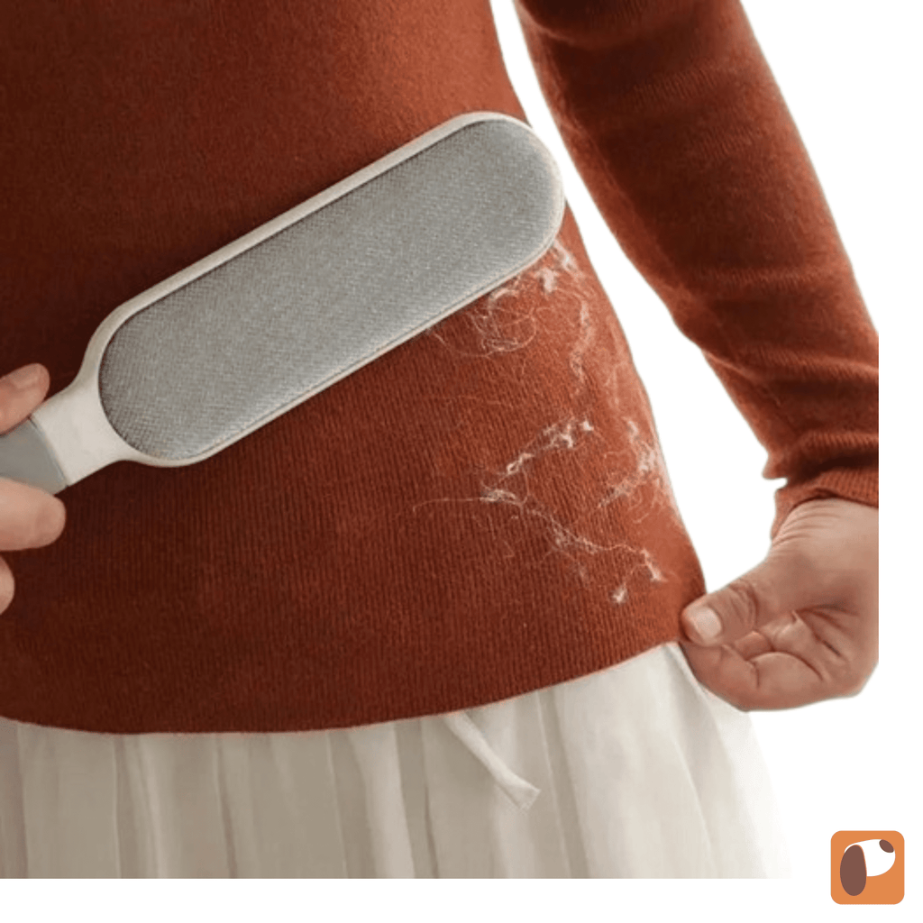 Escova removedora de pelos dupla face para roupas e estofados com cabo ergonômico