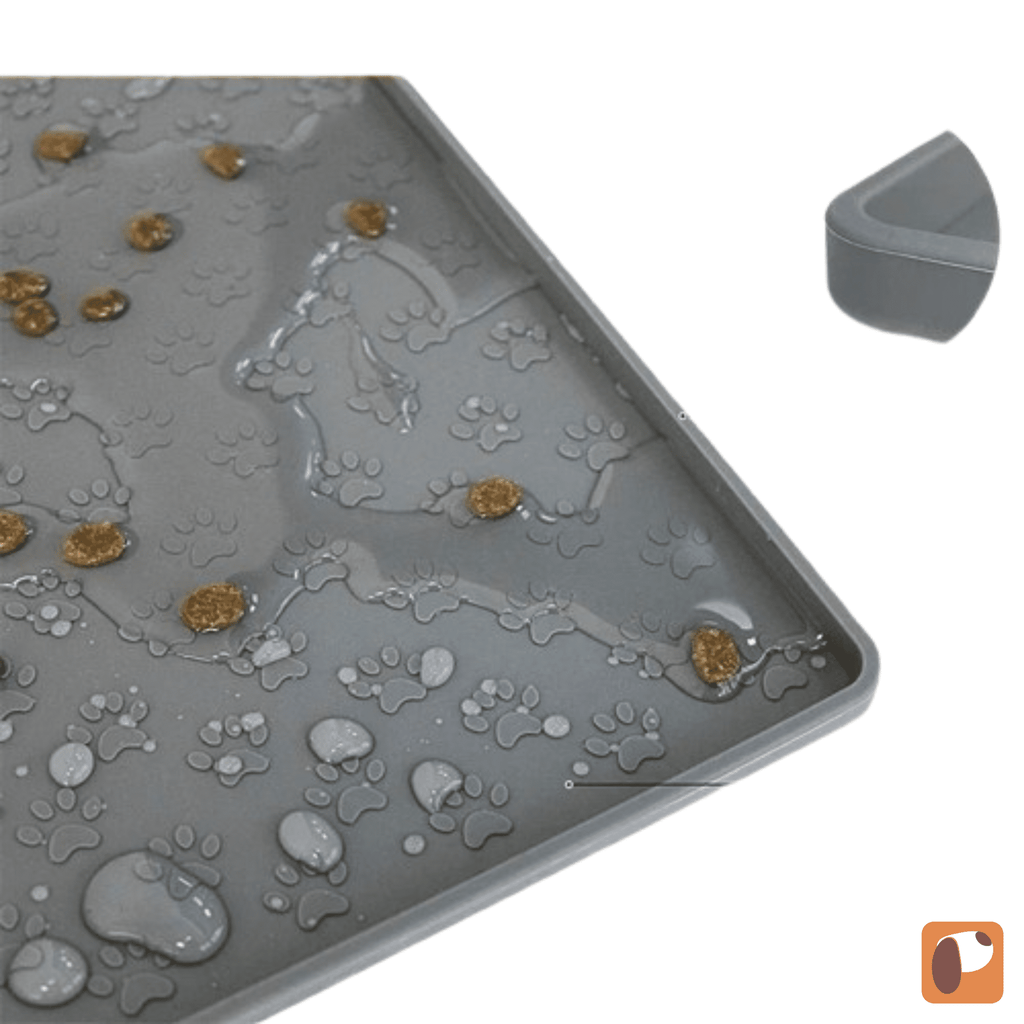 Detalhe do material silicone antiderrapante do tapete para pets