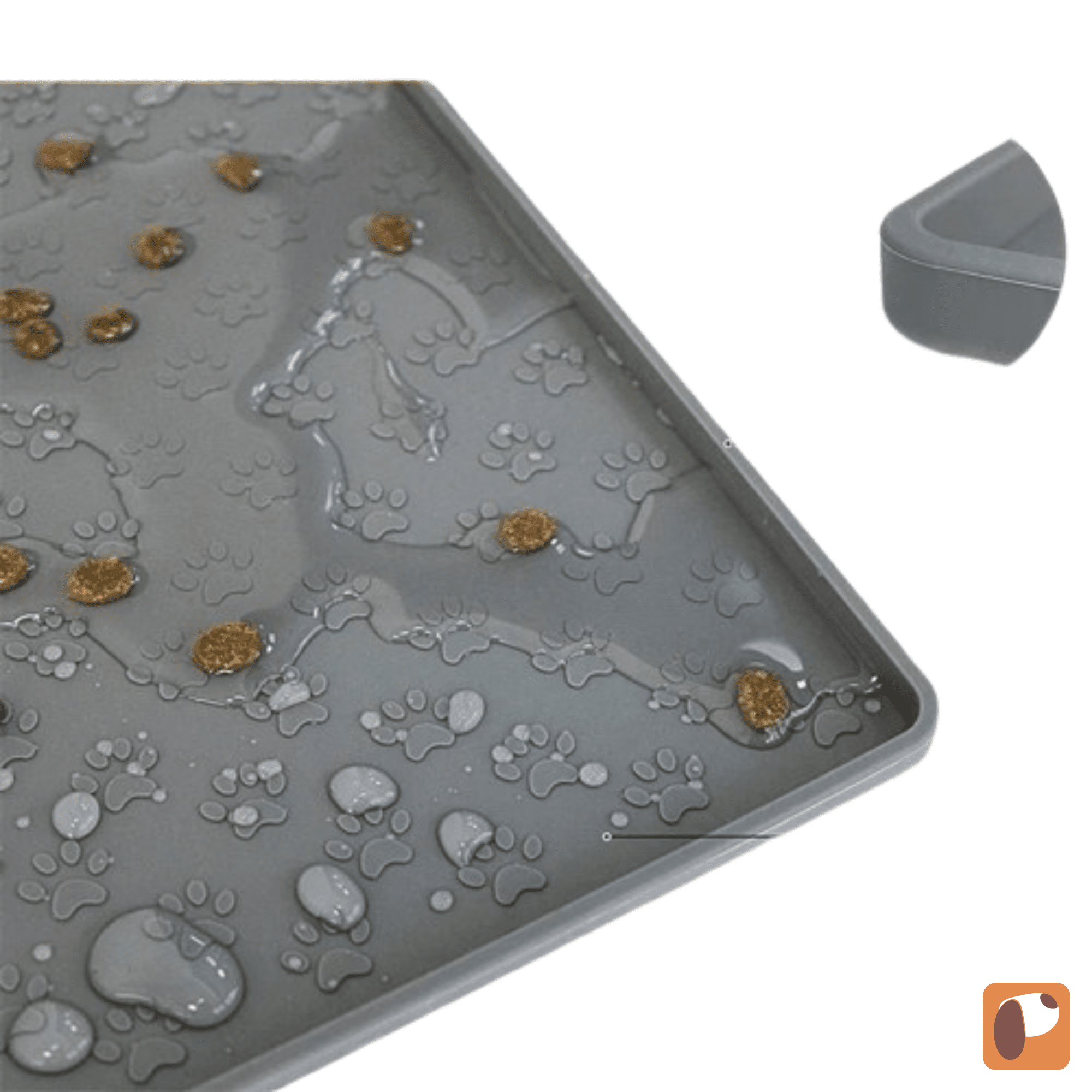 Detalhe do material silicone antiderrapante do tapete para pets