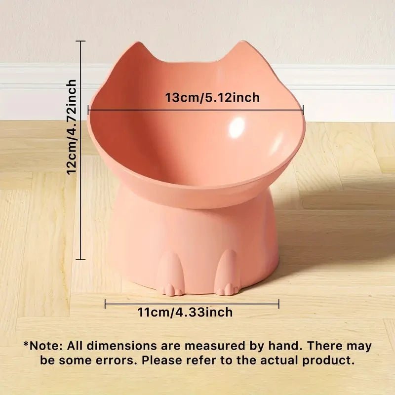 Tigela elevada para gatos, prato de alimentação elevado de plástico anti-ponta para animais de estimação com borda inclinada, proteção para pescoço, comida para gatinhos, 1 peça