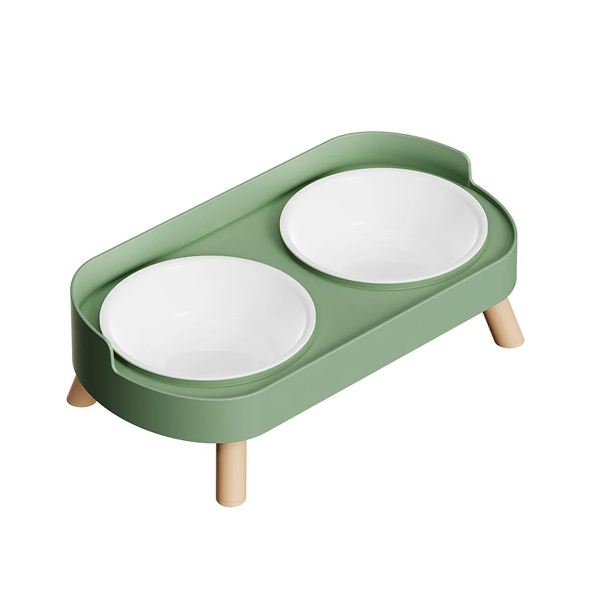 tigela dupla elevada para pets em cozinha moderna com piso claro