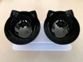 Comedouro e Bebedouro Elevado Para Gatos – Formato de Gatinho e Postura Saudável