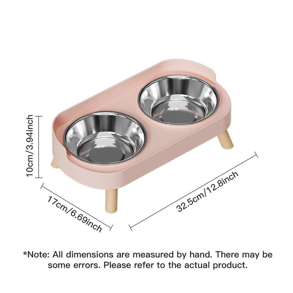 Uma tigela dupla colorida de dopamina para animais de estimação, alimentação da moda, grande capacidade, aço inoxidável, tigela para cães, água potável, pescoço, gato, tigela dupla