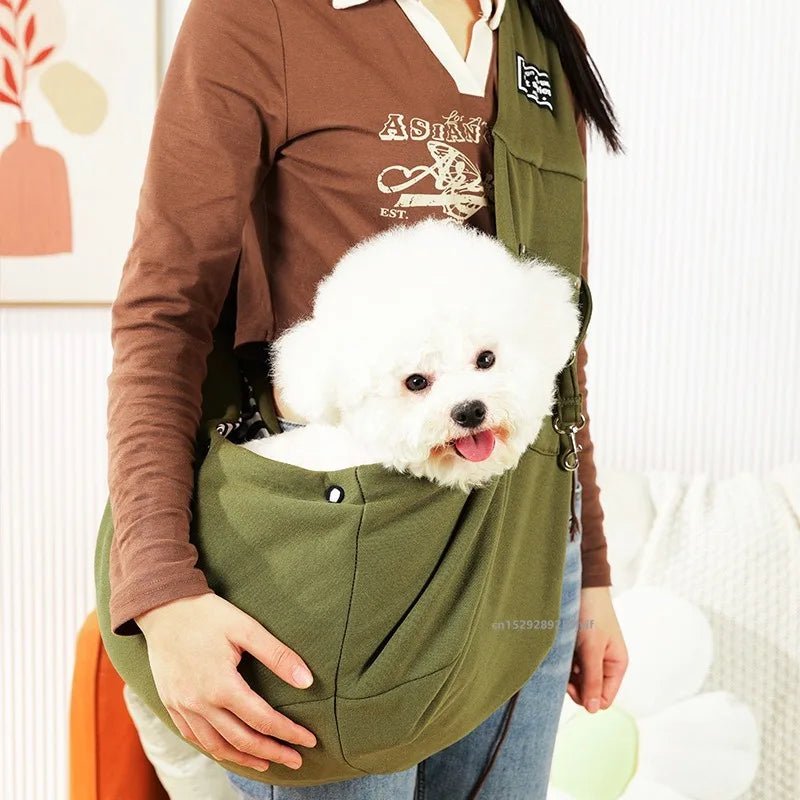 Bolsa transversal para pets pequenos em tecido respirável ideal para conforto do animal