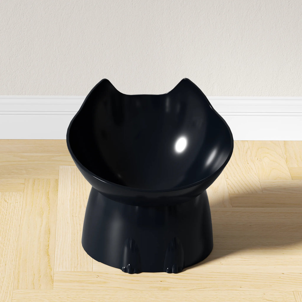 Tigela elevada para gatos, prato de alimentação elevado de plástico anti-ponta para animais de estimação com borda inclinada, proteção para pescoço, comida para gatinhos, 1 peça