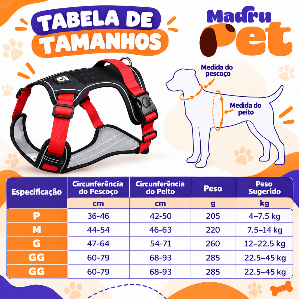 Coleira Peitoral Anti Puxão para Cachorro — Ajustável e Refletiva para Segurança