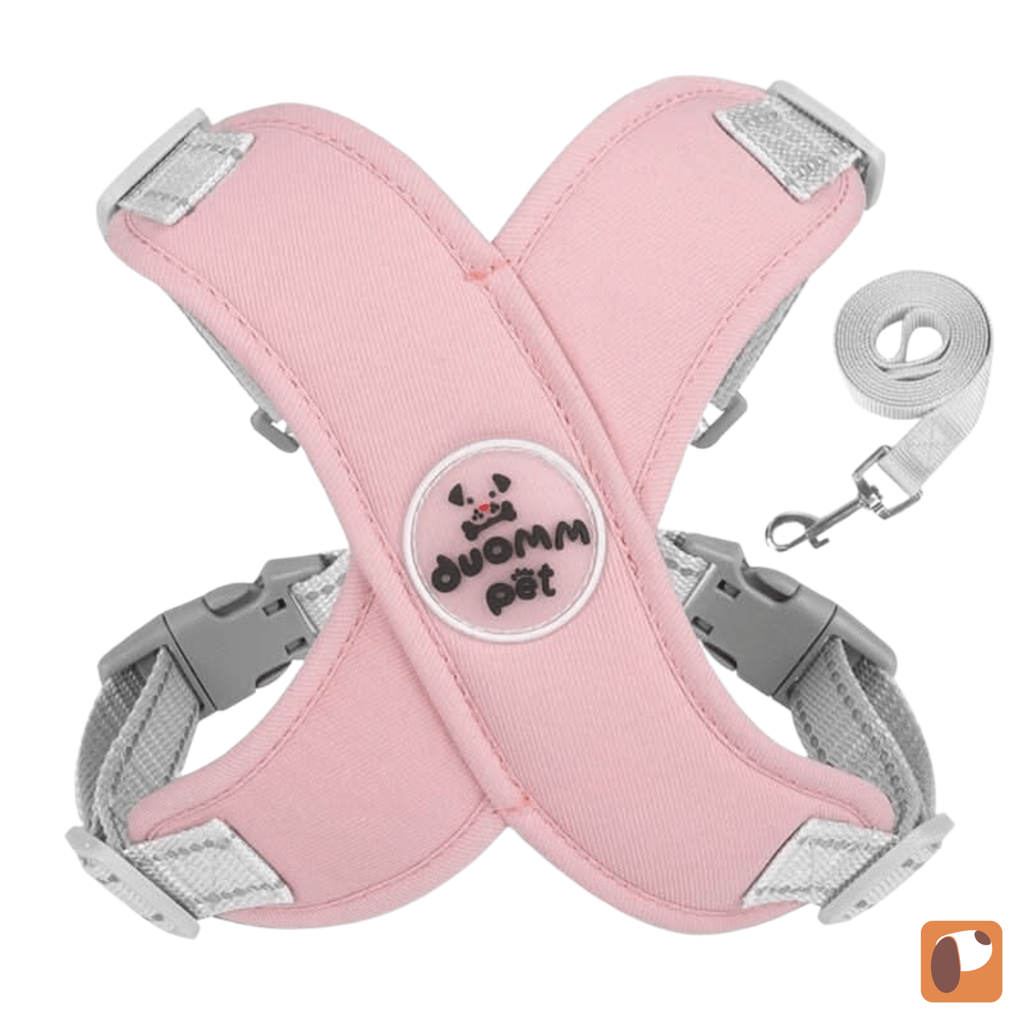 Coleira peitoral acolchoada para cães com guia regulável em nylon resistente para passeio seguro