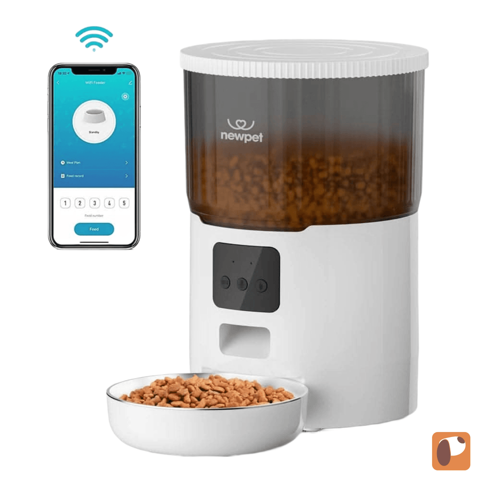 Alimentador automático inteligente NewPet 4L com design moderno para pets, ideal para alimentação diária