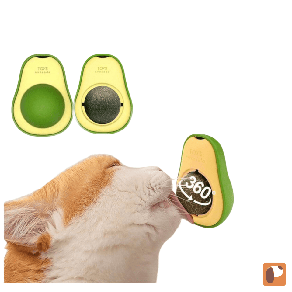 Brinquedo com catnip para gatos formato abacate que estimula instinto e diversão saudável