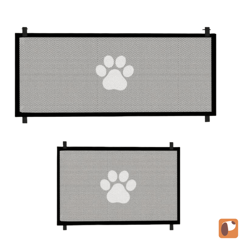 Grade de proteção portátil para pets com fixação adesiva, ideal para segurança sem furos em casa