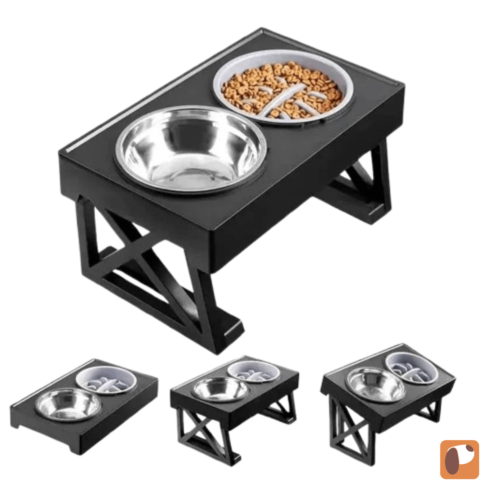 Comedouro elevado para pets em plástico resistente com design ergonômico para alimentação confortável