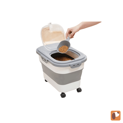 Armazenador Dobrável de Ração para Pets — Organização Prática e Mobilidade