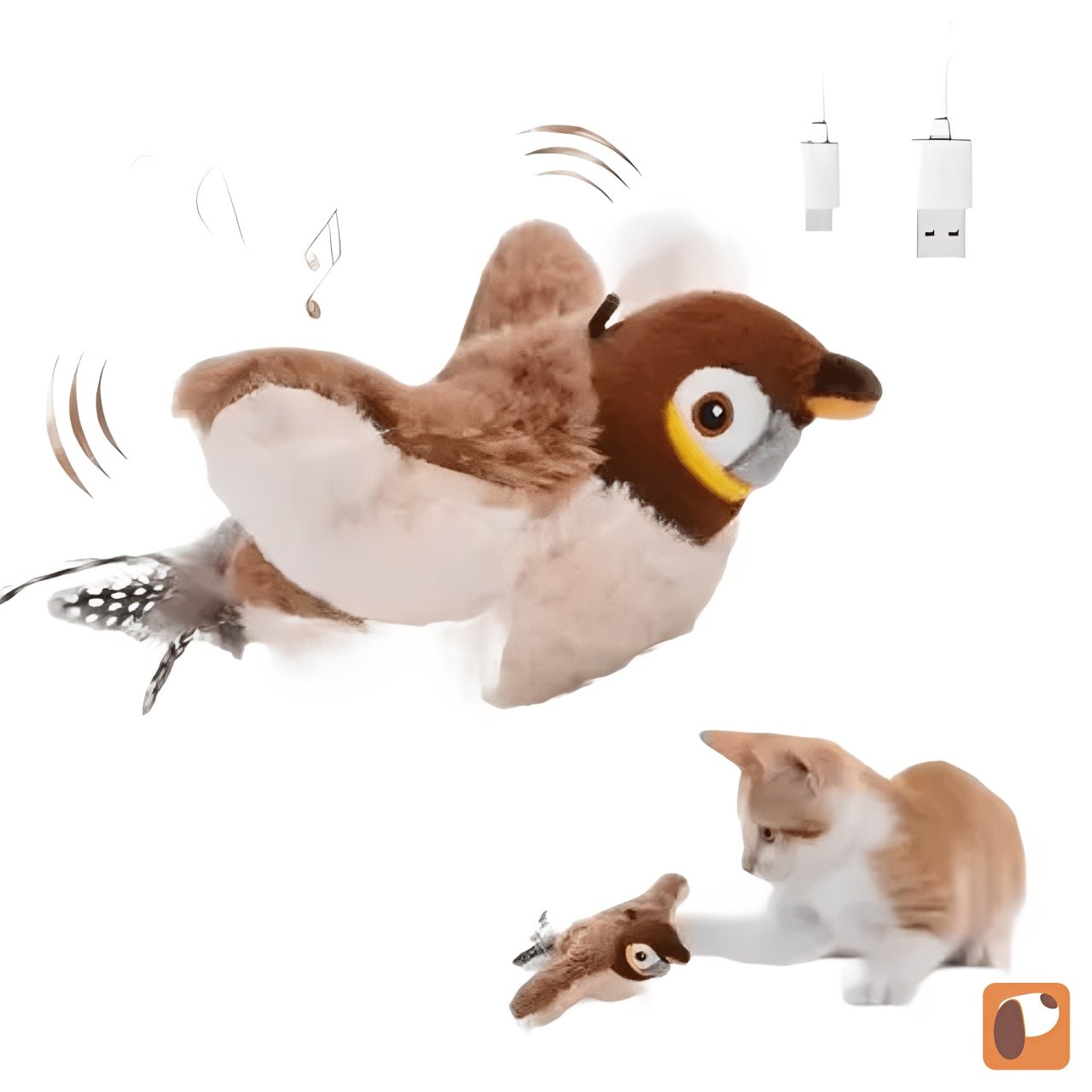 Brinquedo passarinho para gatos com movimento e som para estimular instinto de caça