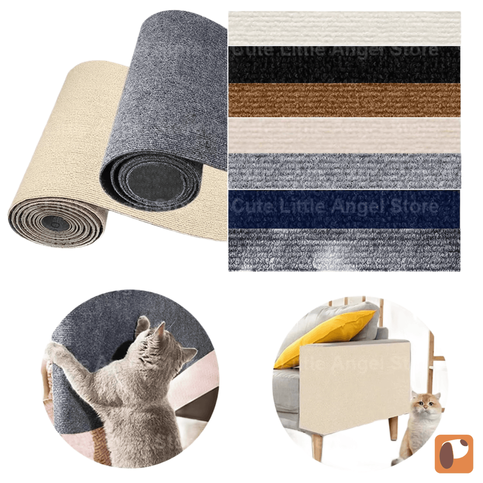 Protetor antiarranhão de sisal para gatos instalado em sofá protegendo móveis contra arranhões