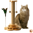 Arranhador Interativo 4 em 1 para Gatos – Sisal, Trilho com Bolinhas e Brinquedos de Caça