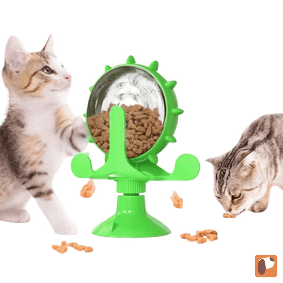 Brinquedo interativo para gatos com compartimentos para alimentação inteligente e estímulo mental