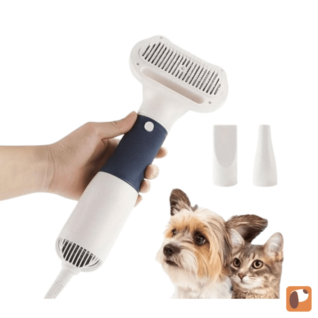 Secador com escova 3 em 1 para pets facilitando o banho rápido e prático de cães pequenos