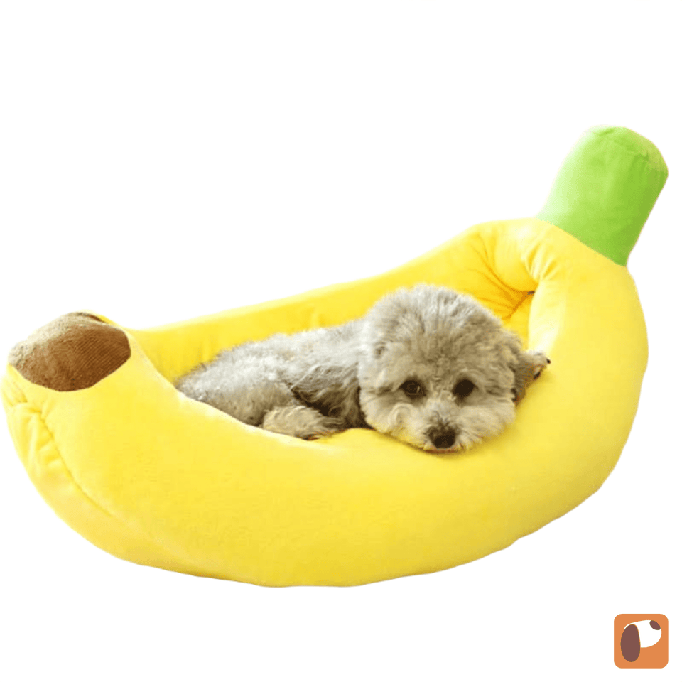 Cama pet para cães e gatos com design banana e tecido macio para conforto diário