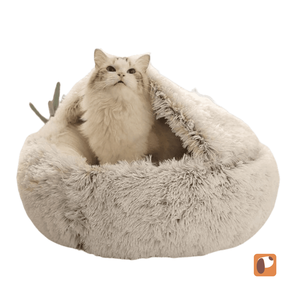 Cama ninho para gatos com tecido macio e design antiestresse para conforto e segurança