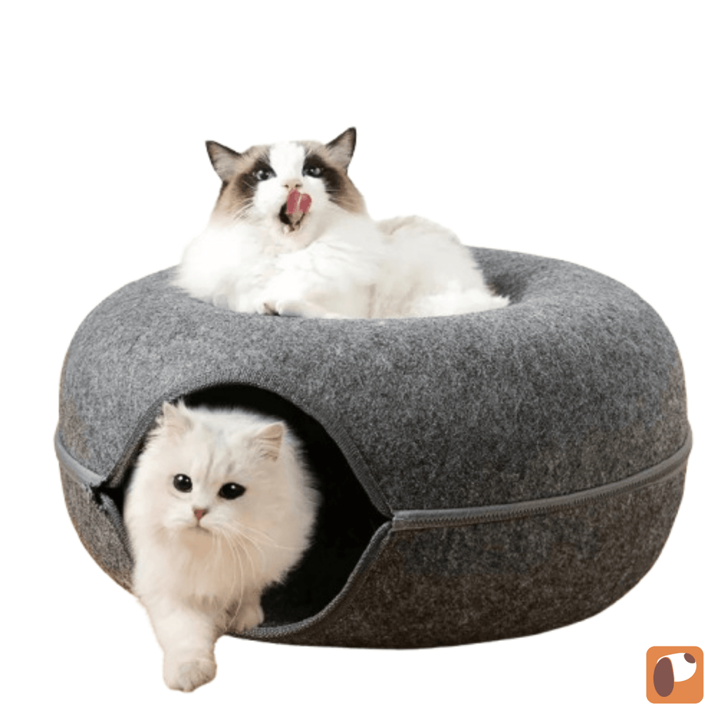 Cama interativa túnel para gatos em tecido macio com design confortável e divertido