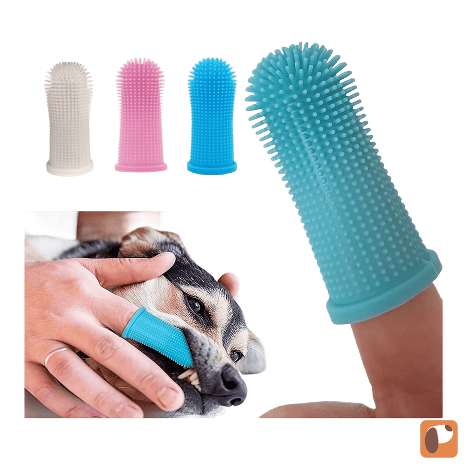 Escova dental de silicone para pets com cerdas macias para higiene bucal suave