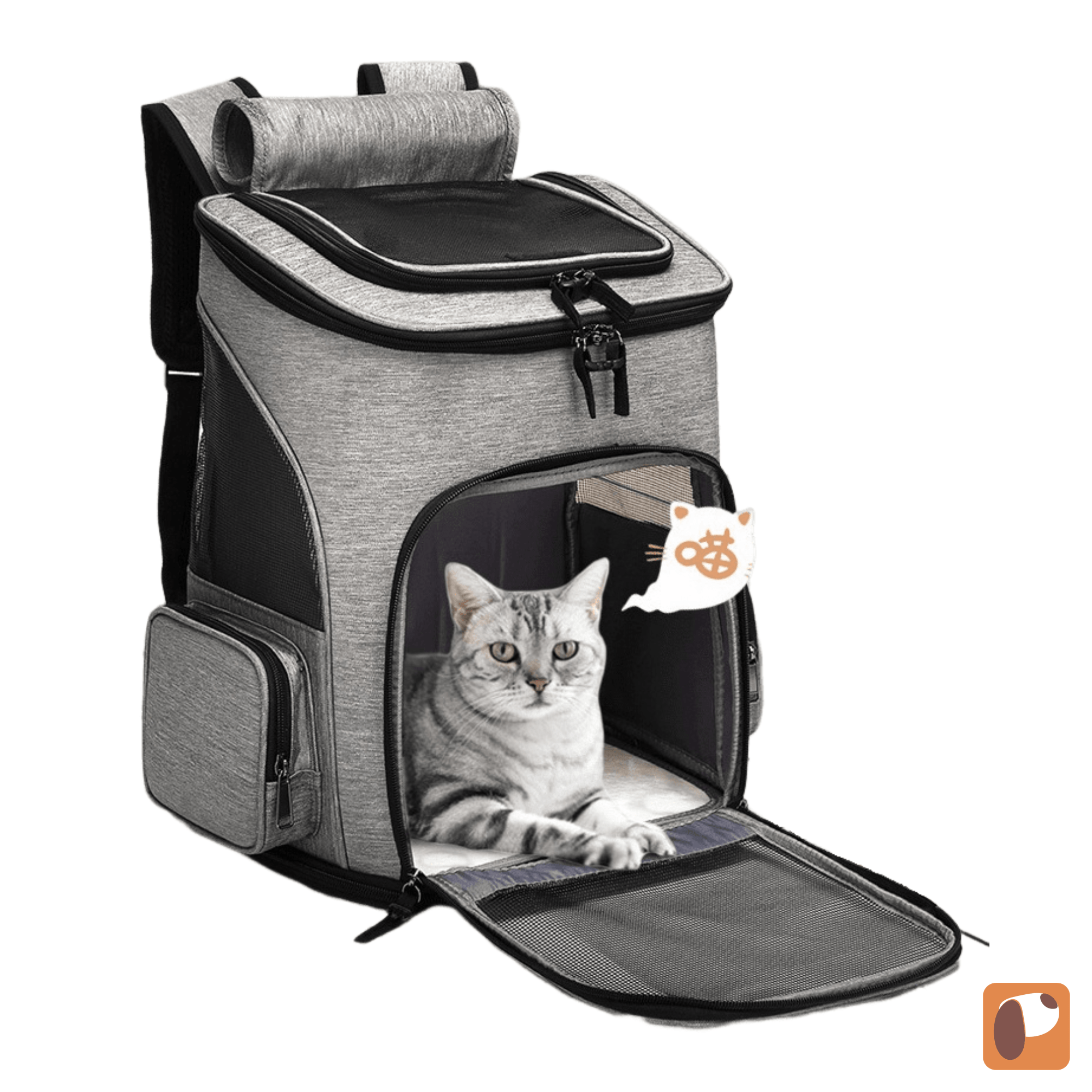 Bolsa de transporte para gatos expansível com design confortável para viagens seguras e práticas