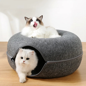 Cama Interativa Túnel para Gatos – Descanso e Diversão em Um Só Produto