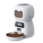 alimentador automático digital Madrupet em uso com cachorro, garantindo refeições programadas e controle na alimentação