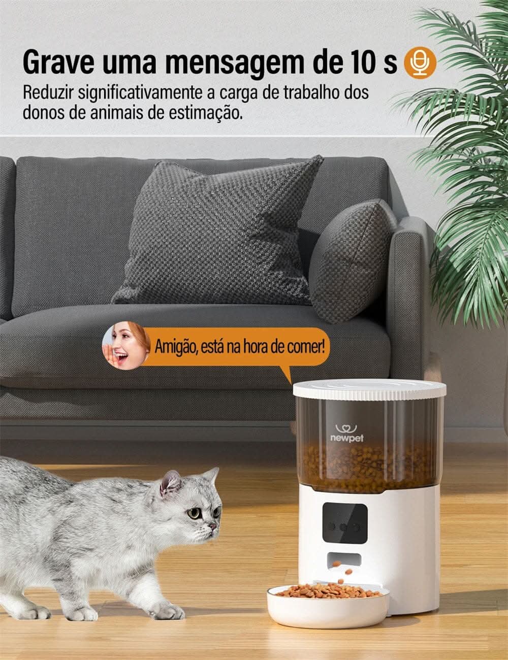Alimentador Automático Inteligente - Ração na Hora Certa por App! Tigelas e Alimentadores Madrupet 