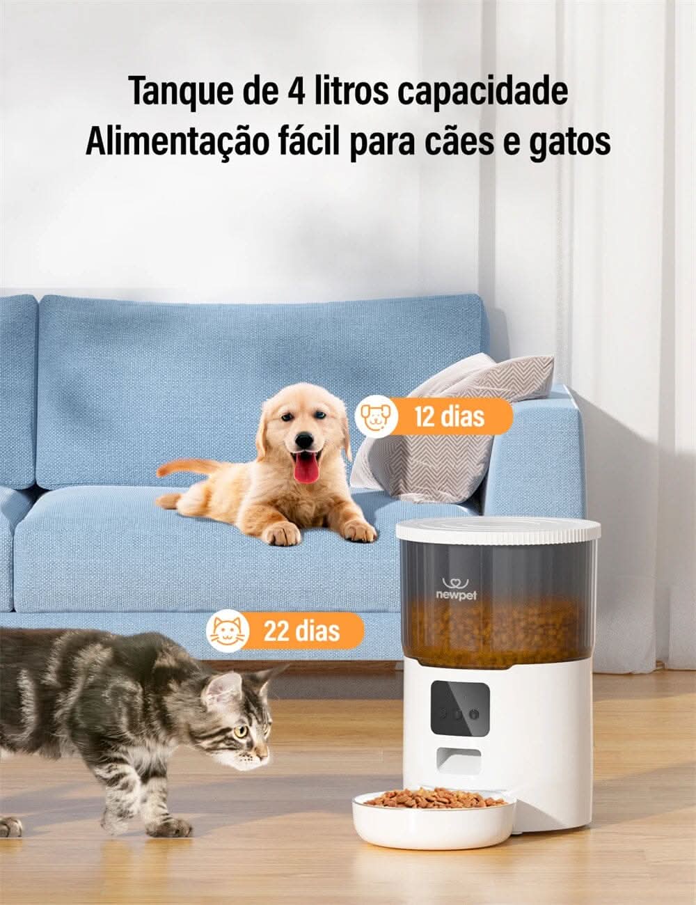 Alimentador Automático Inteligente - Ração na Hora Certa por App! Tigelas e Alimentadores Madrupet 