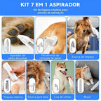 Detalhe do bocal do aspirador 7 em 1 para pets mostrando acessório para remoção de pelos