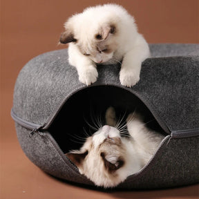 Cama Interativa Túnel para Gatos – Descanso e Diversão em Um Só Produto