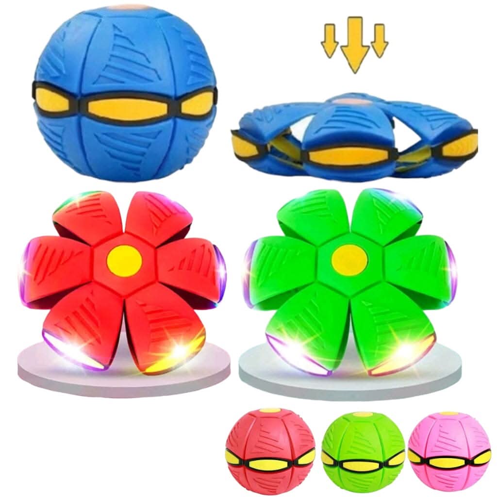 vista superior da bola com luz led para cães mostrando textura antiderrapante Madrupet