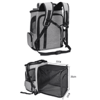 Bolsa de transporte para gatos em cor cinza com área expansível aberta mostrando espaço extra