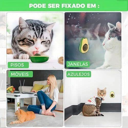Detalhe do tecido macio e catnip dentro do brinquedo abacate para gatos