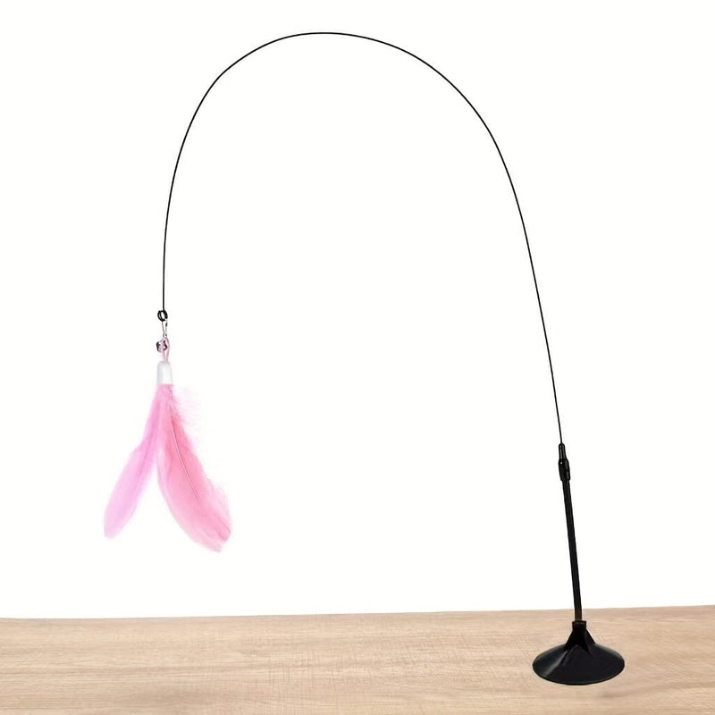 Brinquedo com Pena, Sino e Ventosa para Gatos Madrupet Rosa 